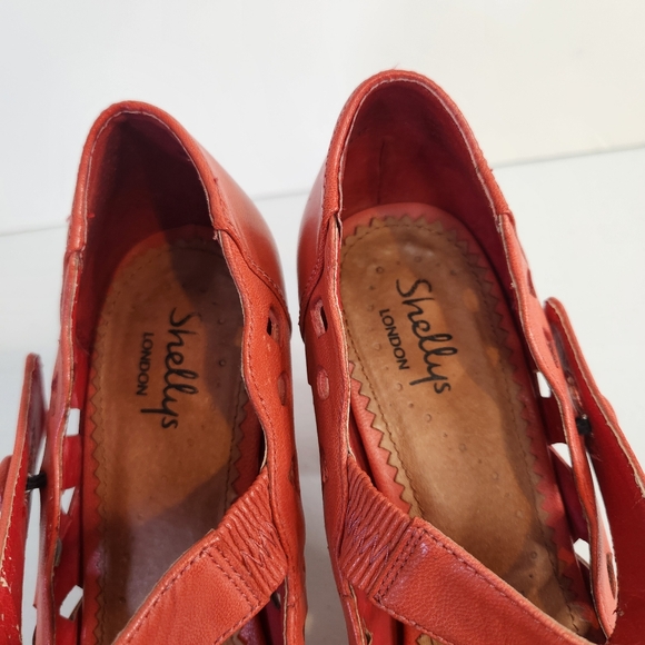 Shelly's London Orange Cut-out Chunky High Heels Size 37 6.5 7 Pin-up Rockabilly - Picture 3 of 10